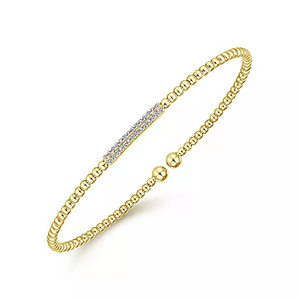 Gabriel 14k 0.13 Carat Diamond Bangle Bracelet, Available in White, Rose and Yellow Gold