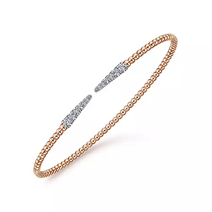 Gabriel 14K Bujukan Bead Cuff Bracelet with 0.26 Ct Diamond Pavé Spikes, Available in White, Rose and Yellow Gold