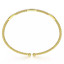 Load image into Gallery viewer, 14K Gold Bujukan Bead Open Bangle, Available in White, Rose and Yellow Gold
