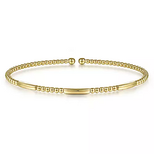 Load image into Gallery viewer, 14K Gold Bujukan Bead Open Bangle, Available in White, Rose and Yellow Gold

