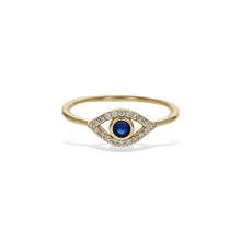 Load image into Gallery viewer, 14k Yellow Gold 0.04Ct Diamond, 0.02Ct Sapphire Eye Ring
