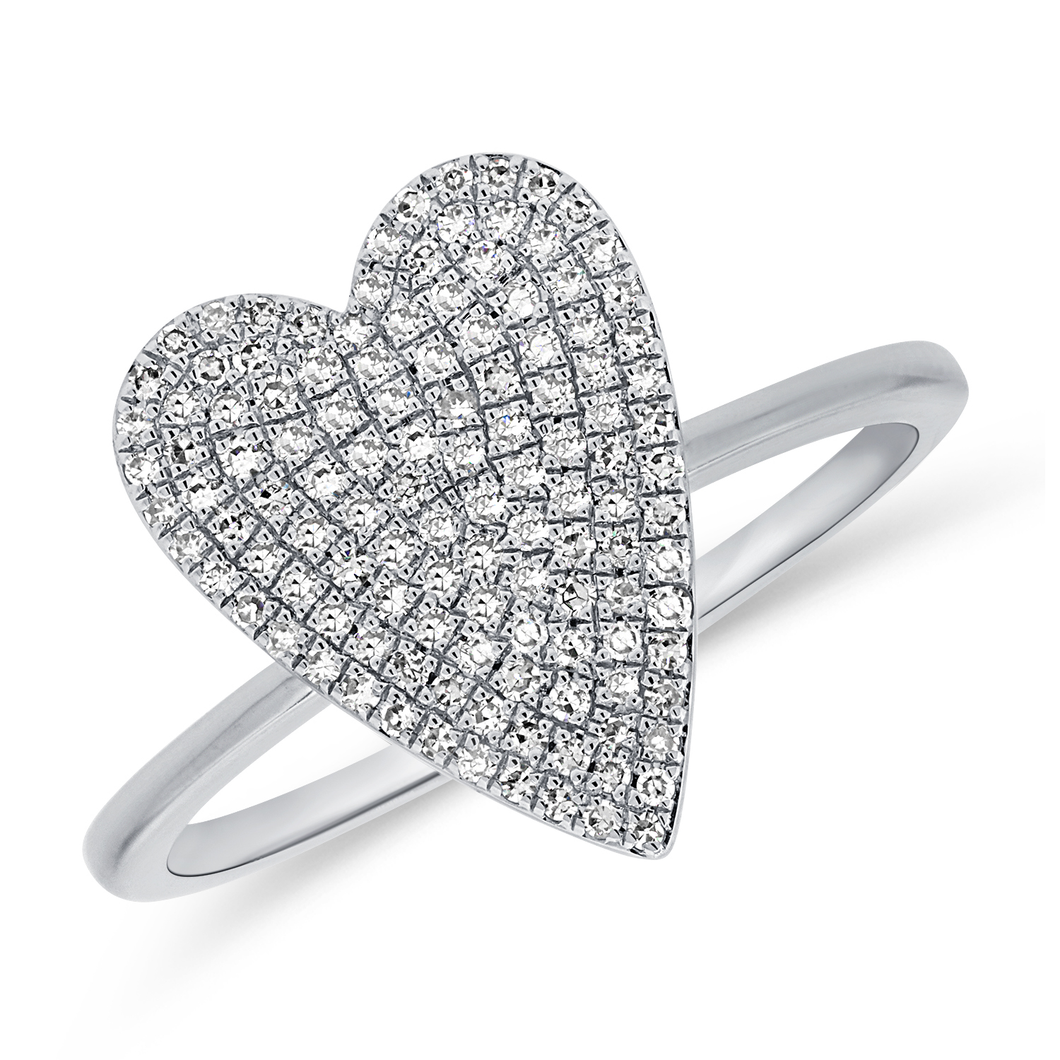 14k Gold 0.31Ct Diamond Heart Ring, available in White, Rose and Yellow Gold