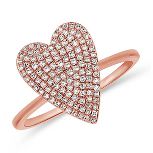 14k Gold 0.31Ct Diamond Heart Ring, available in White, Rose and Yellow Gold