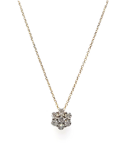 14k Two Tone 0.50Ct  Diamond Cluster Pendant