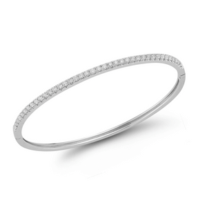 14k White Gold 1.03Ct Diamond Bangle Bracelet