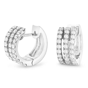 14k Gold 0.90 Ct Diamond Huggie Earring, Available in White, Rose and Yellow Gold