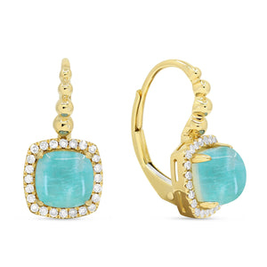 14k Yellow Gold 1.11 Ct Apatite, 0.17 Ct Diamond Dangle Earring