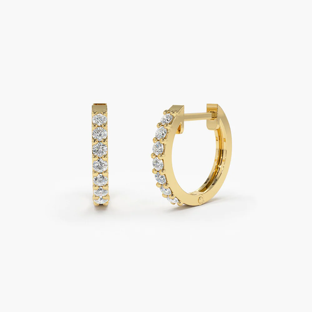 14k Yellow Gold 0.19Ct Diamond Huggie Earring