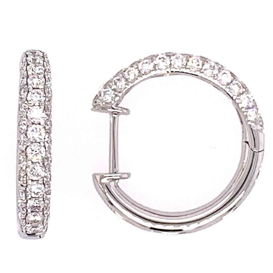 18K White Gold 1.17ct Diamond Hoop Earring
