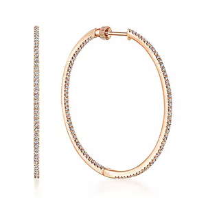 Gabriel 14K Gold 1.14 Carat Diamond Hoop Earring, Available in White, Rose and Yellow Gold
