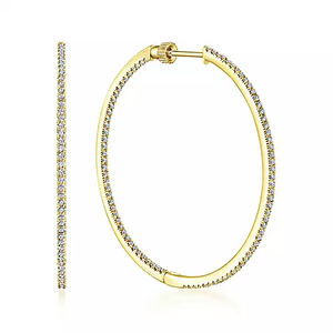 Gabriel 14K Gold 1.14 Carat Diamond Hoop Earring, Available in White, Rose and Yellow Gold