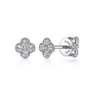 Gabriel 14K Gold 0.24 Carat Diamond Cluster Earring, Available in White, Rose and Yellow Gold