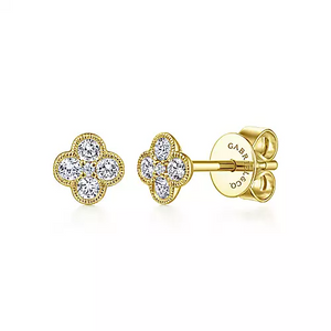 Gabriel 14K Gold 0.24 Carat Diamond Cluster Earring, Available in White, Rose and Yellow Gold