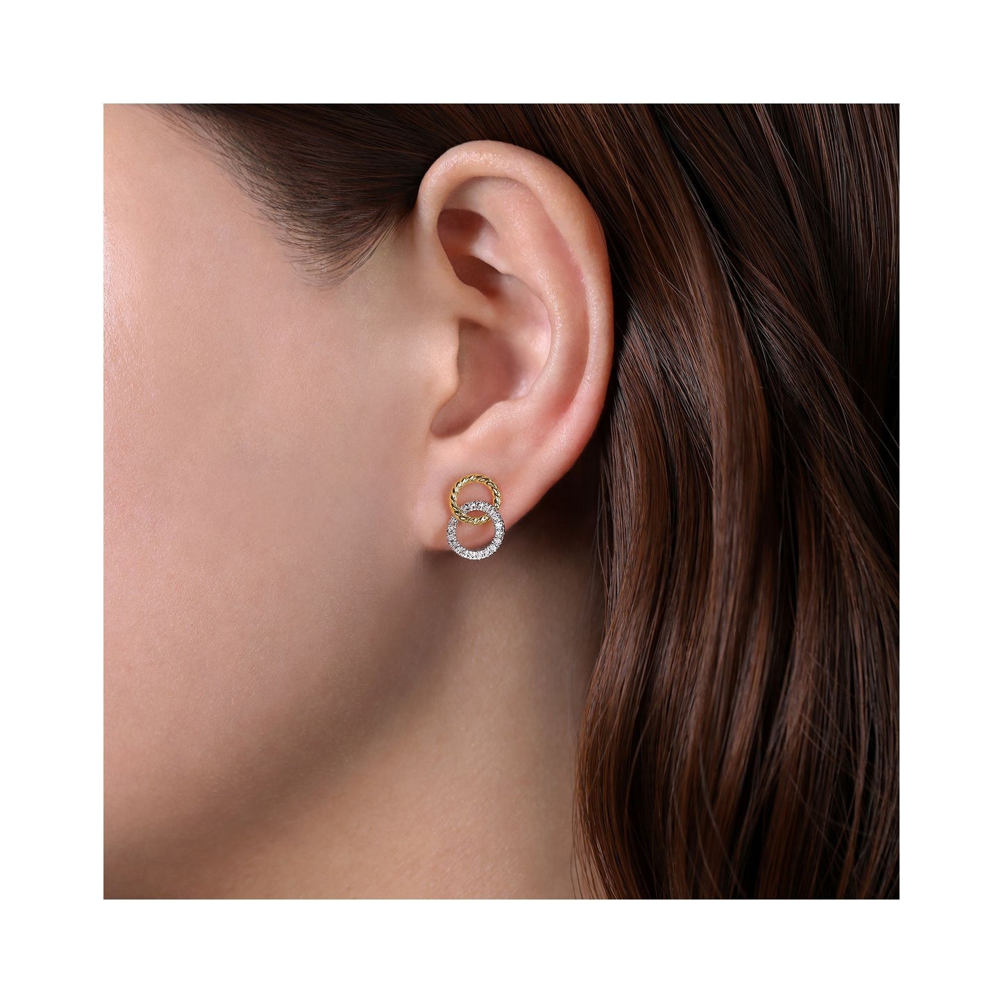 14K Two Tone 0.23Ct Diamond Circle Earring