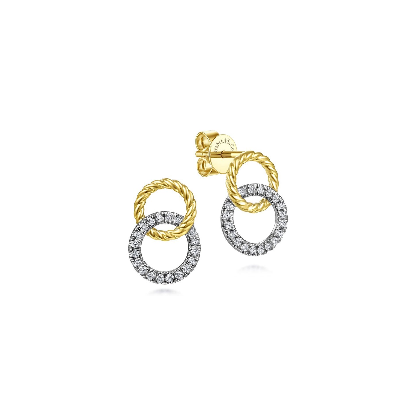 14K Two Tone 0.23Ct Diamond Circle Earring