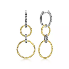 Load image into Gallery viewer, 14k White and Yellow Gold 0.32Ct Diamond Dangle Earring

