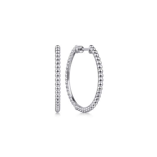 Gabriel Sterling Silver 30mm Bujukan Beaded Hoop Earring