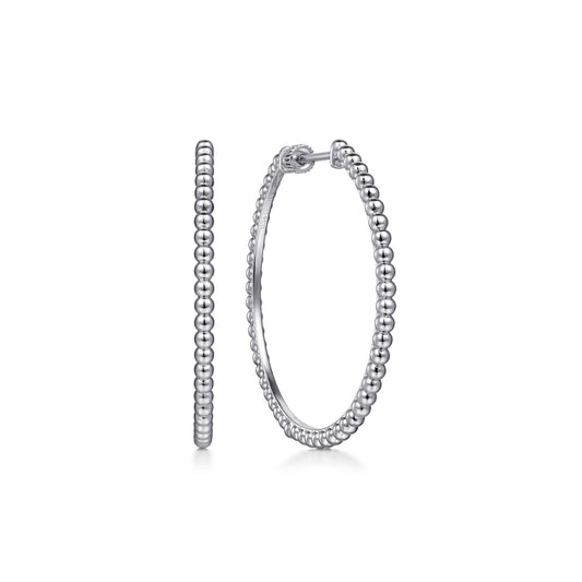 Gabriel Sterling Silver 40mm Bujukan Beaded Hoop Earring