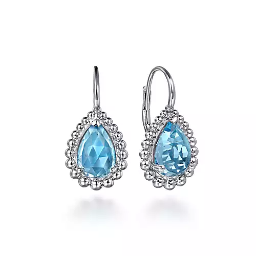 Gabriel Sterling Silver Swiss Blue Topaz Bujukan Stud Earring