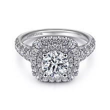 Load image into Gallery viewer, Gabriel 14k White Gold 0.81 Ct Diamond Semi Mount, with Cubic Zirconia Center
