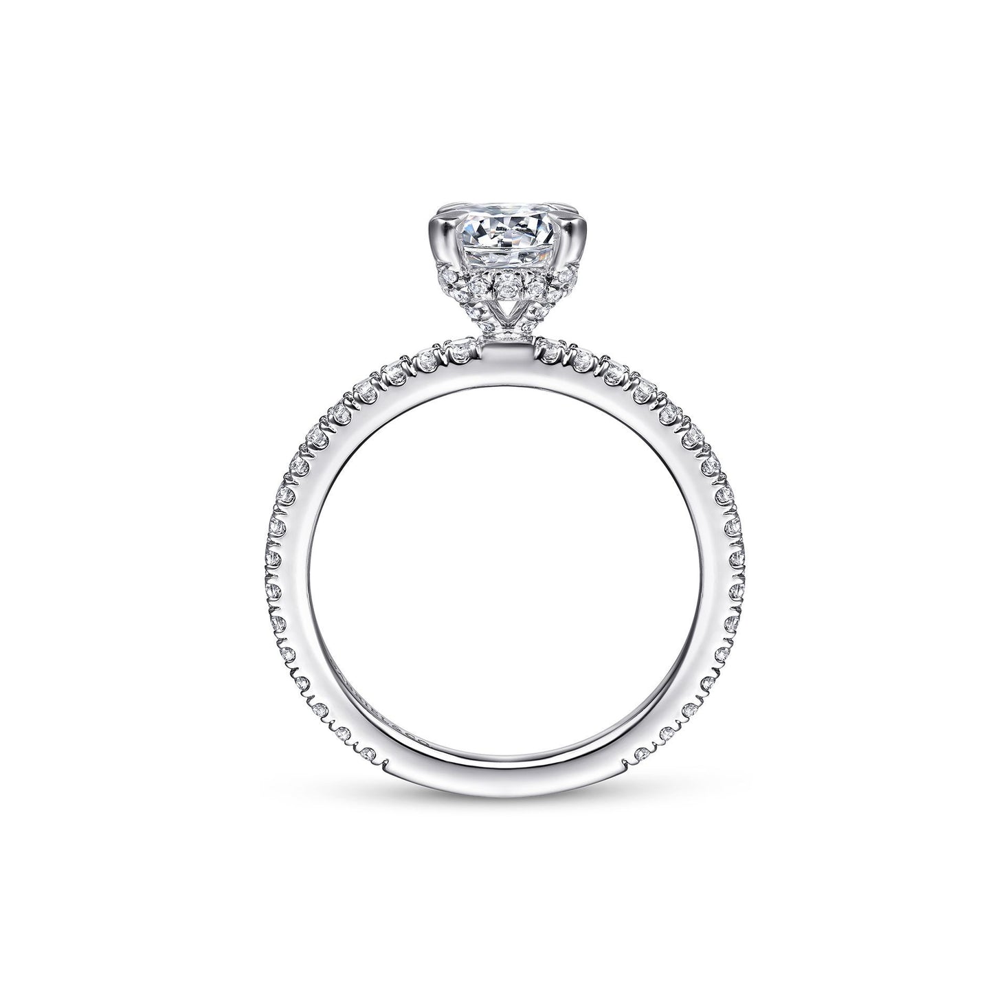Gabriel 14k White Gold 0.46 Ct Diamond Semi Mount, Cubic Zirconia Center