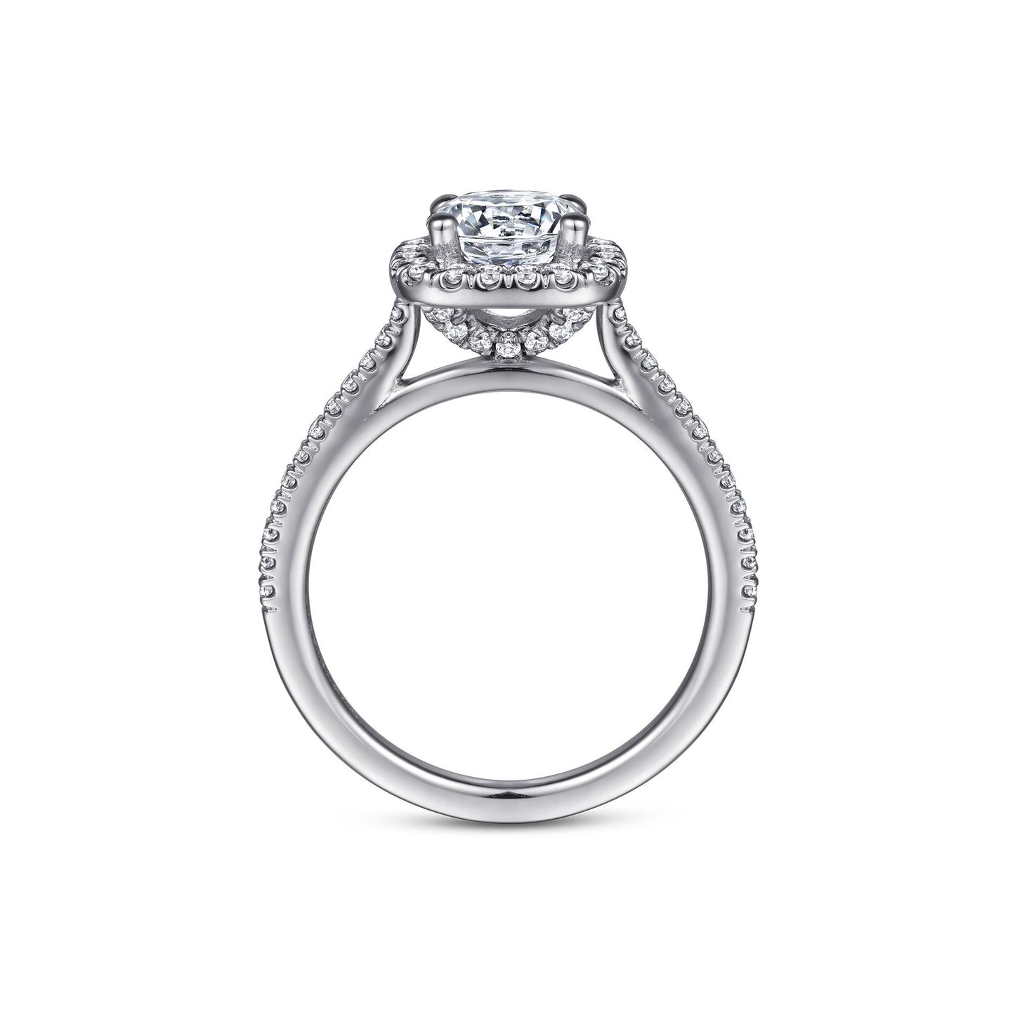 Gabriel 14k White Gold 0.33 Ct Diamond Semi Mount, Cubic Zirconia Center