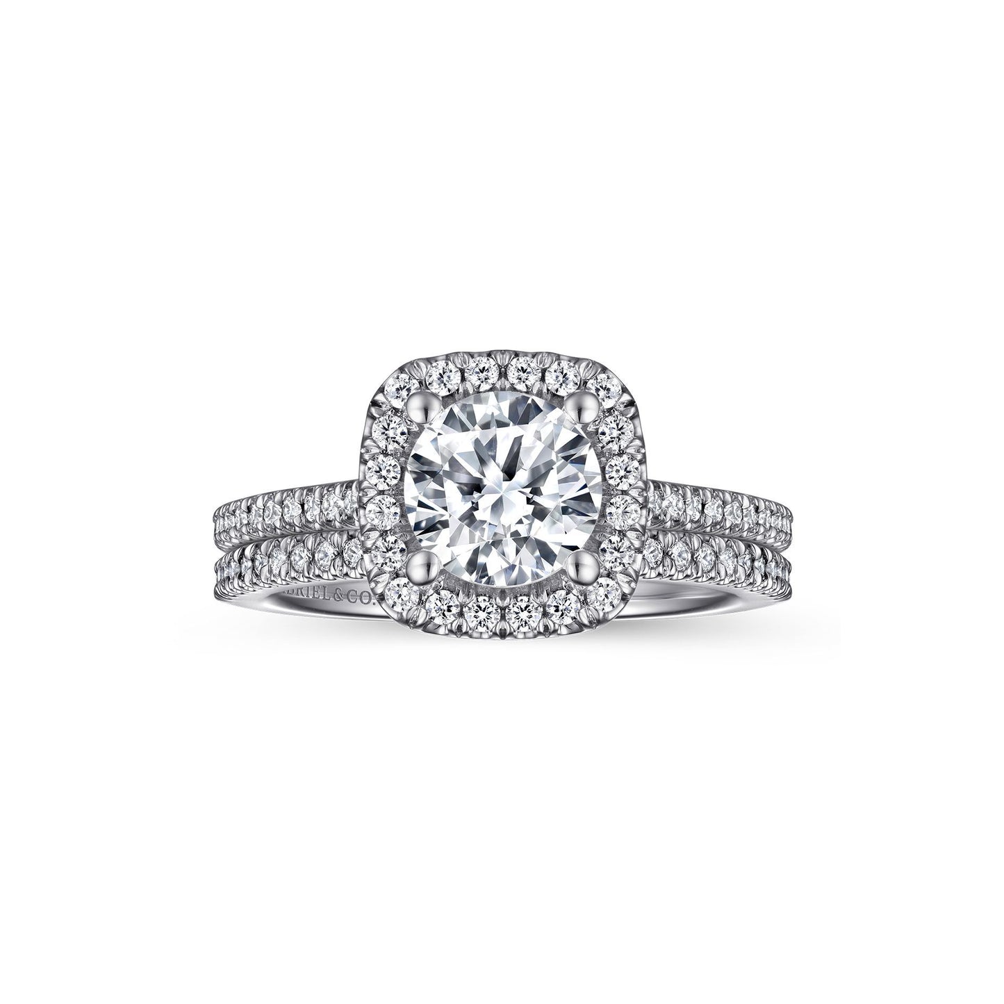 Gabriel 14k White Gold 0.33 Ct Diamond Semi Mount, Cubic Zirconia Center