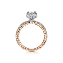 Load image into Gallery viewer, Gabriel 14K Rose and White Gold 0.29 Ct Diamond Semi Mount, Cubic Zirconia Center
