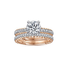Load image into Gallery viewer, Gabriel 14K Rose and White Gold 0.29 Ct Diamond Semi Mount, Cubic Zirconia Center
