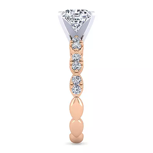 14k Rose Gold 0.45Ct Diamond Engagement Ring Mounting with Cubic Zirconia Center