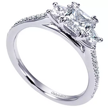 Load image into Gallery viewer, Gabriel 14k White Gold Princess Engagement Ring, Ctr 0.96, SI2, H, GIA, Side 0.30
