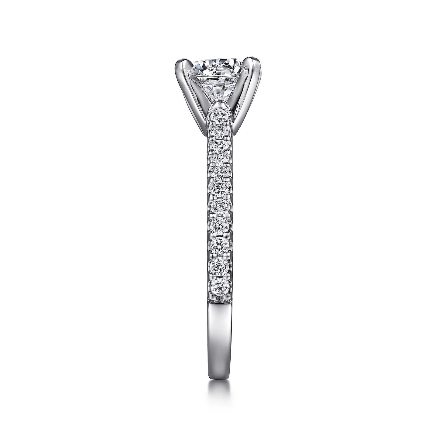 Gabriel 14k White Gold Engagement Ring, Ctr 0.97, VS2, E, GIA, Side 0.35