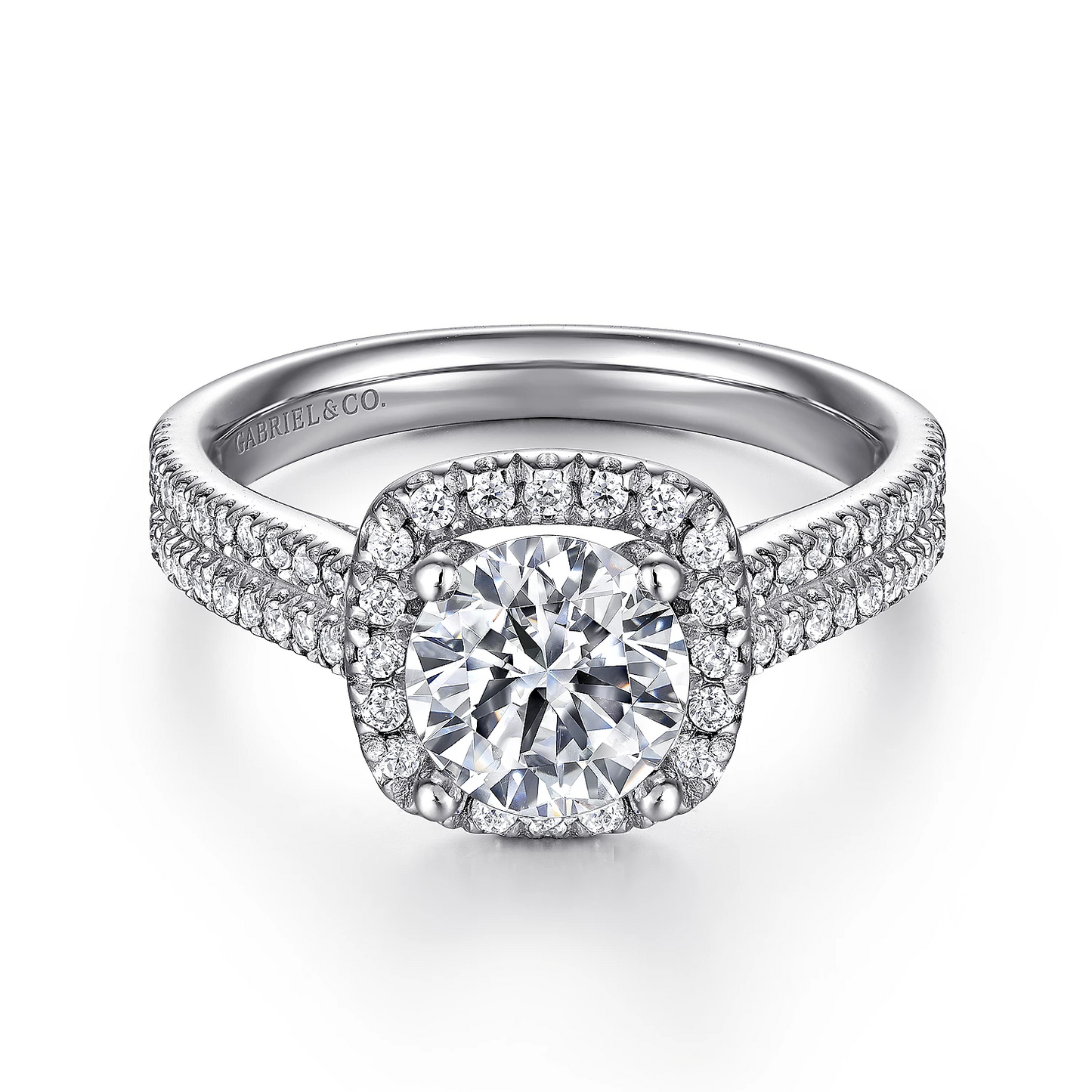 Gabriel 14k White Gold, ctr 1.08, SI2, H, GIA, 0.45 Ct Mele