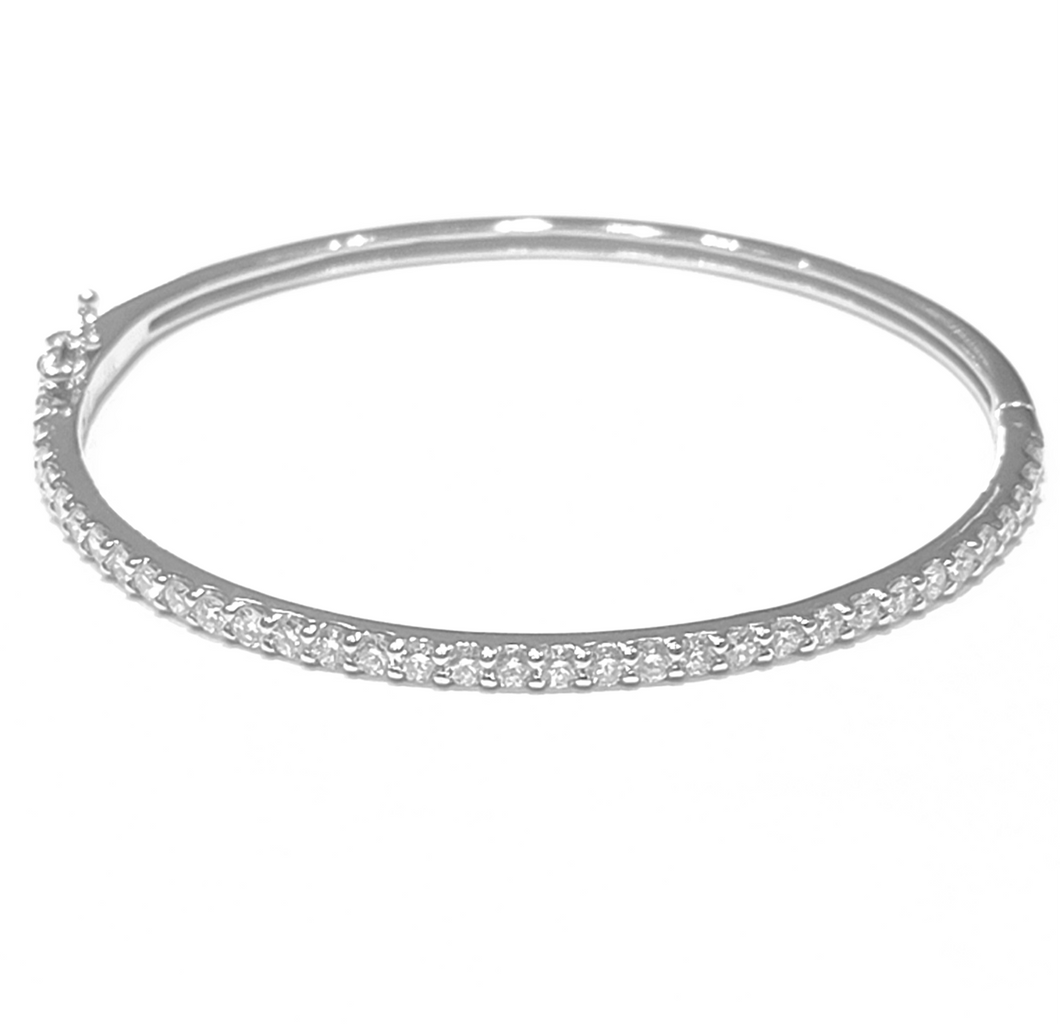 14k White Gold 2.13Ct Diamond Bangle Bracelet