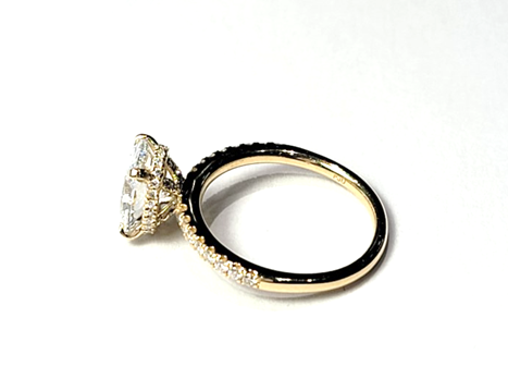 14k Yellow Gold 1.62Ct, VS1, G, LAB GROWN, 0.21Ct Diamond with Hidden Halo Engagement Ring