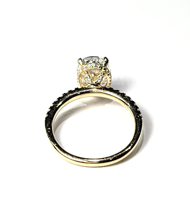 14k Yellow Gold 1.62Ct, VS1, G, LAB GROWN, 0.21Ct Diamond with Hidden Halo Engagement Ring