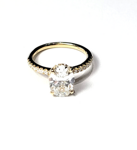 14k Yellow Gold 1.62Ct, VS1, G, LAB GROWN, 0.21Ct Diamond with Hidden Halo Engagement Ring
