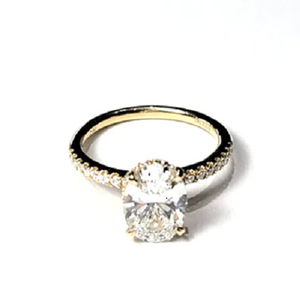 14k Yellow Gold 1.62Ct, VS1, G, LAB GROWN, 0.21Ct Diamond with Hidden Halo Engagement Ring