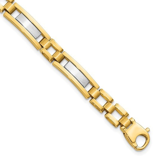 14k Two Tone 8.5 Inch polished and satin finished Bracelet