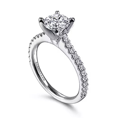 Gabriel 14k White Gold Engagement Ring, Ctr 0.97, VS2, E, GIA, Side 0.35