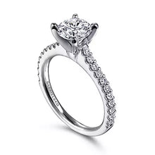 Load image into Gallery viewer, Gabriel 14k White Gold Engagement Ring, Ctr 0.97, VS2, E, GIA, Side 0.35
