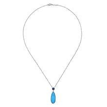 Load image into Gallery viewer, Gabriel Rhodium Sterling Silver Turquoise &amp; 0.14 ct Sapphire Necklace
