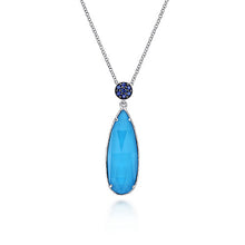 Load image into Gallery viewer, Gabriel Rhodium Sterling Silver Turquoise &amp; 0.14 ct Sapphire Necklace
