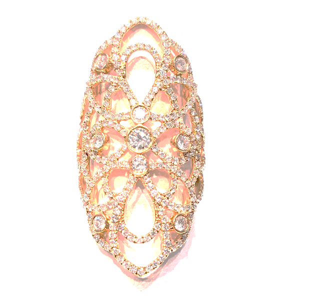 18K Rose Gold 2.16Ct Diamond Shield Ring