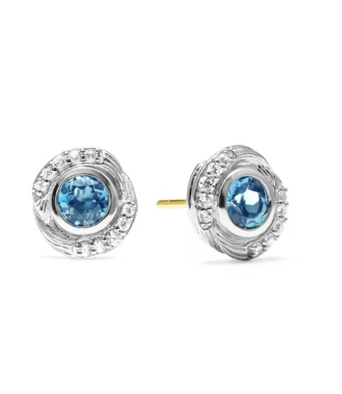 Judith Ripka Sterling Silver Diamond and London Blue Topaz Earring