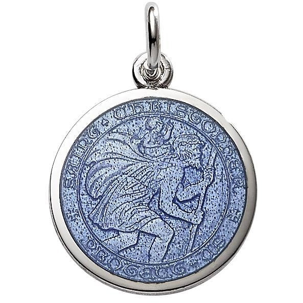 Sterling Silver Enamel St. Christopher Round Medal