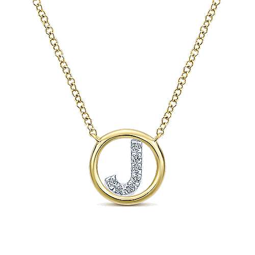 Gabriel 14k 0.07 Carat Diamond Initial Pendant, Available in White, Rose and Yellow Gold