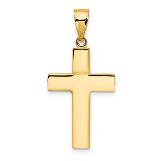 14k Yellow Gold 32 X 15 MM Hollow Cross Charm