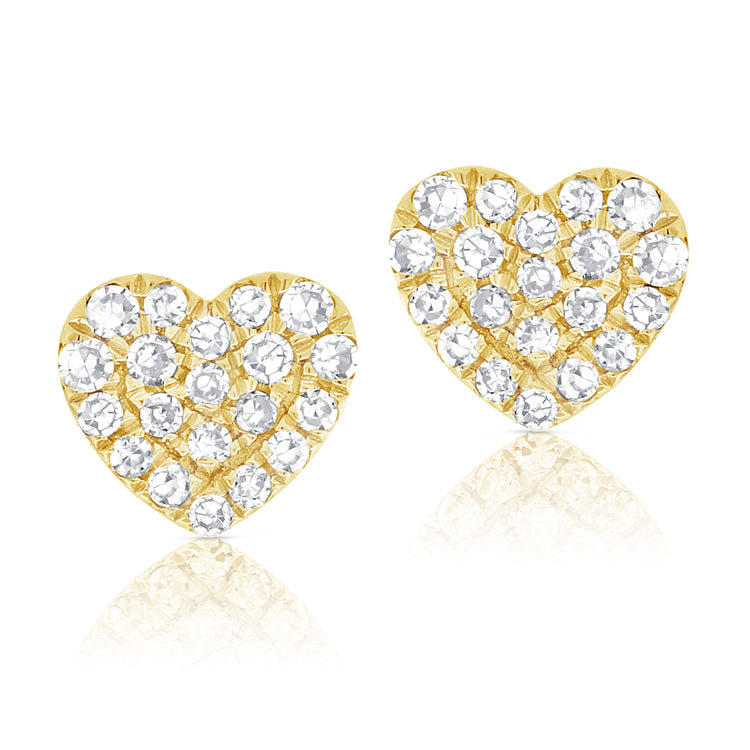 14K Yellow Gold 0.10Ct Diamond Heart Earring
