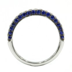 14k White Gold 0.56Ct Sapphire, 0.36Ct Diamond 3 Row Band